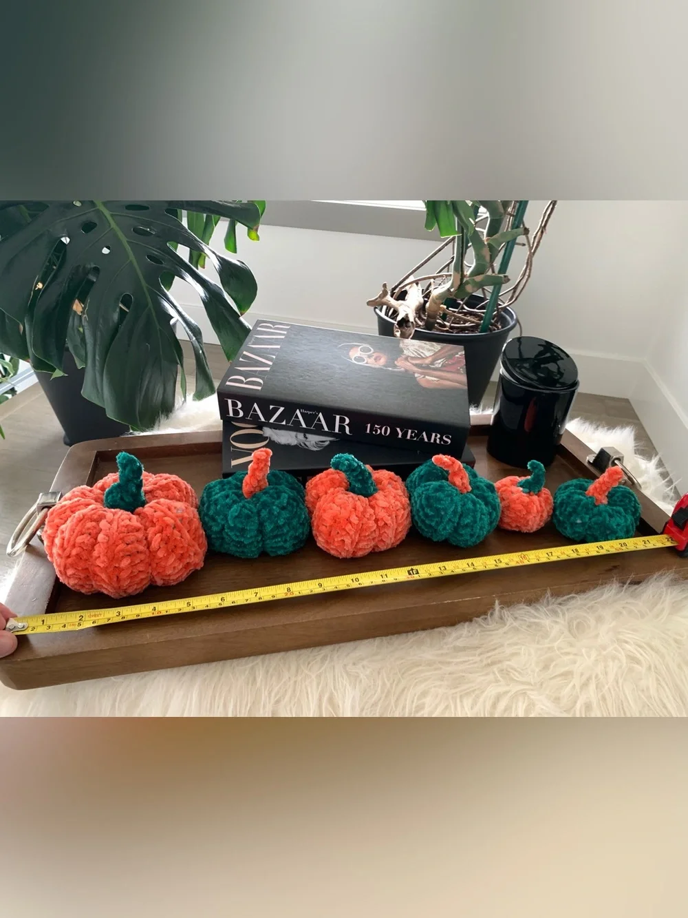 Pumpkin fall decor crochet set of six neon colors